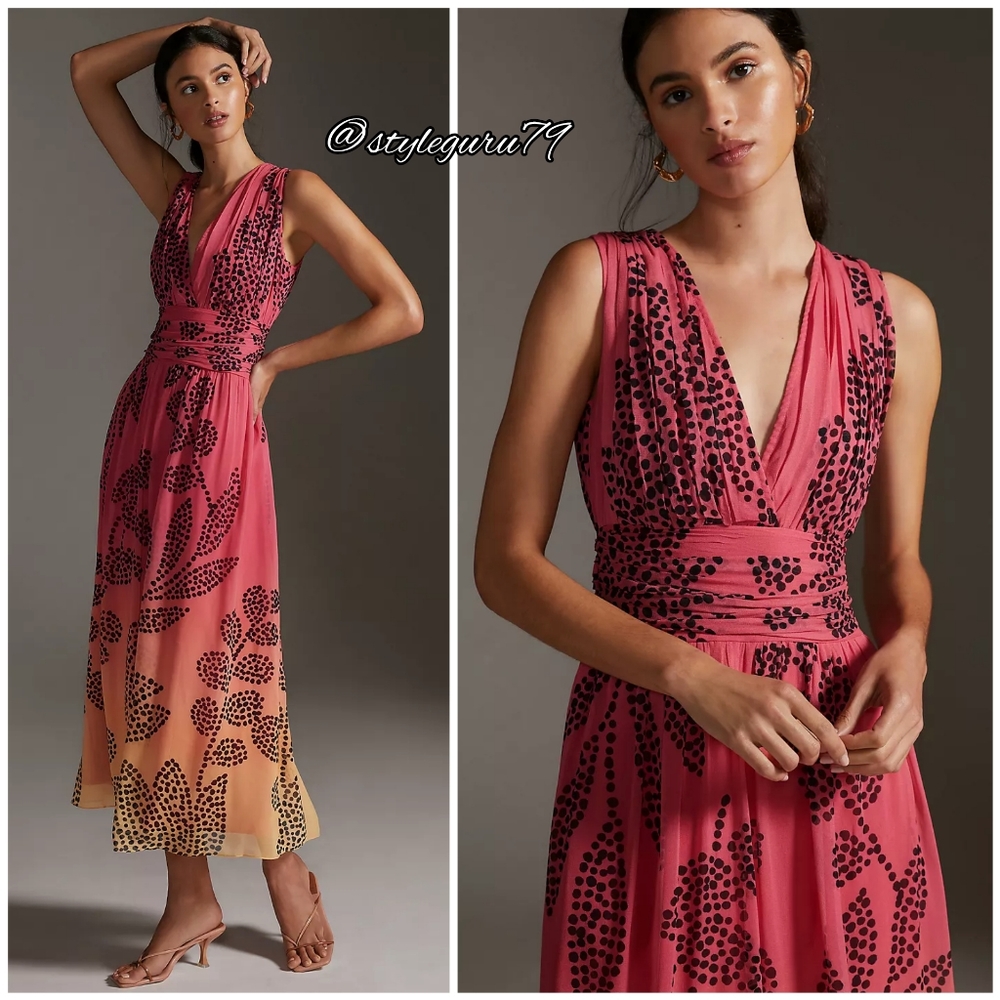 NWT, Anthropologie, VERB BY PALLAVI SINGHEE V-NECK OMBRE MAXI DRESS